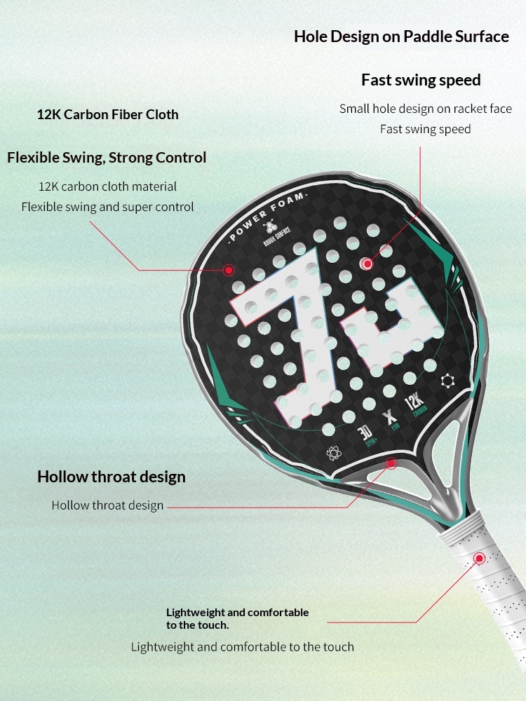 カーボンファイバー素材12Kケブラー混紡パデルラケット、高密 - Padel Racket Carbon のレビューと価格