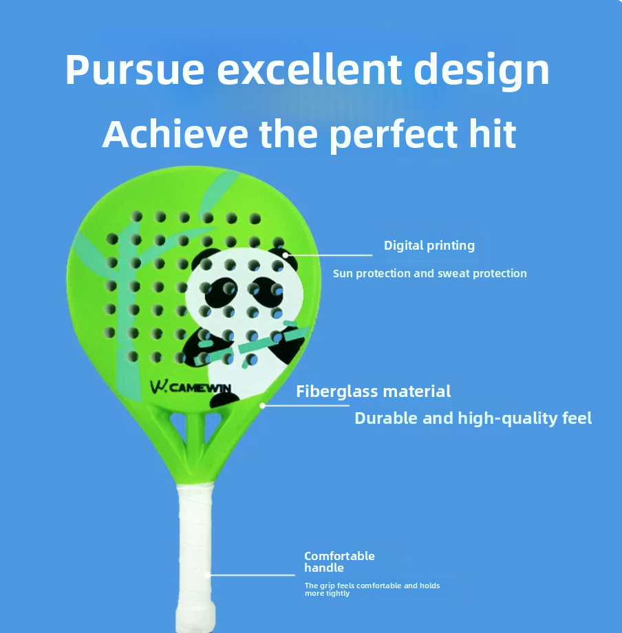 子供用カーボンファイバー素材パデルラケット、パンダ柄、楕円形 - Padel Racket Carbon のレビューと価格